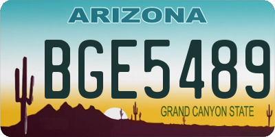 AZ license plate BGE5489