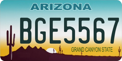 AZ license plate BGE5567