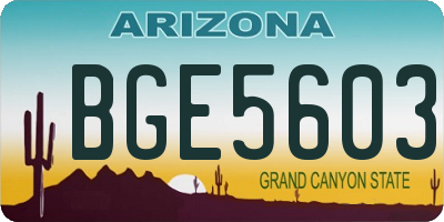 AZ license plate BGE5603