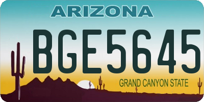 AZ license plate BGE5645