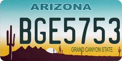 AZ license plate BGE5753