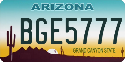 AZ license plate BGE5777