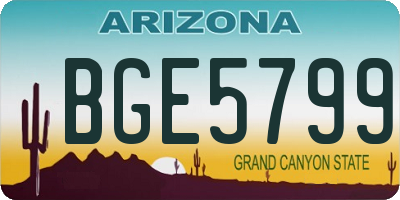 AZ license plate BGE5799