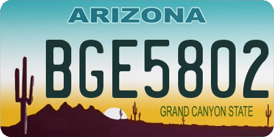 AZ license plate BGE5802