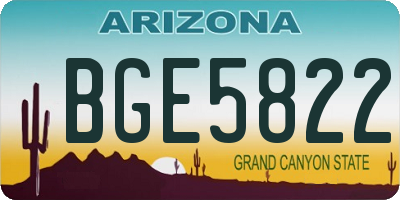 AZ license plate BGE5822