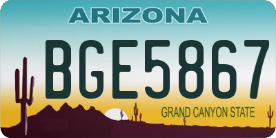 AZ license plate BGE5867