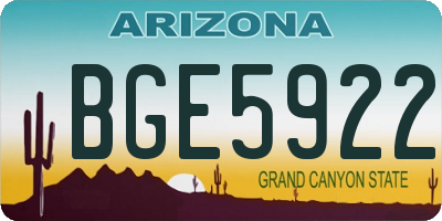AZ license plate BGE5922