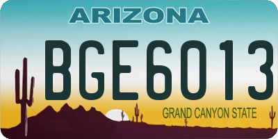 AZ license plate BGE6013