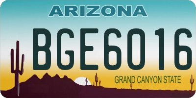 AZ license plate BGE6016