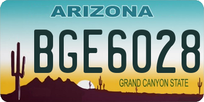AZ license plate BGE6028