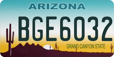 AZ license plate BGE6032