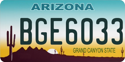 AZ license plate BGE6033