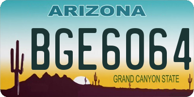 AZ license plate BGE6064