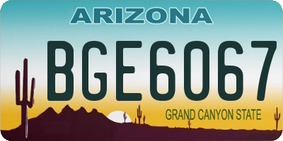 AZ license plate BGE6067