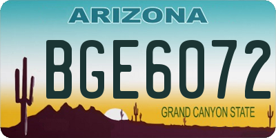 AZ license plate BGE6072