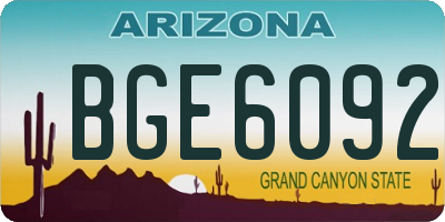 AZ license plate BGE6092