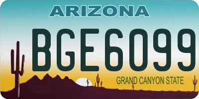 AZ license plate BGE6099