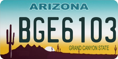 AZ license plate BGE6103