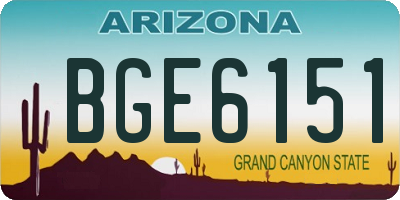 AZ license plate BGE6151