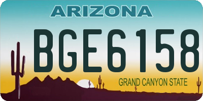 AZ license plate BGE6158