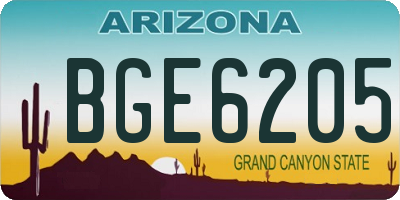 AZ license plate BGE6205