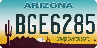 AZ license plate BGE6285
