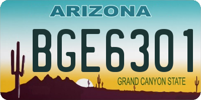 AZ license plate BGE6301