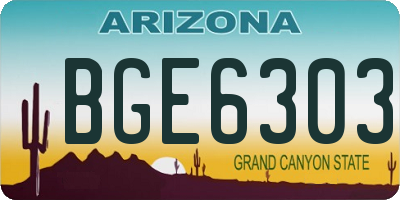 AZ license plate BGE6303