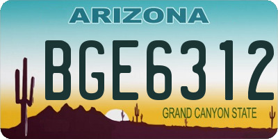 AZ license plate BGE6312