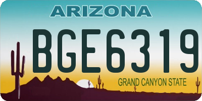 AZ license plate BGE6319