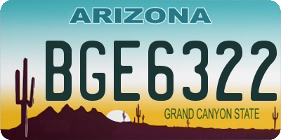 AZ license plate BGE6322