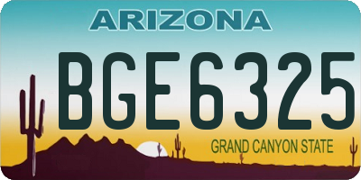 AZ license plate BGE6325