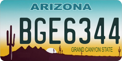 AZ license plate BGE6344