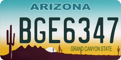 AZ license plate BGE6347