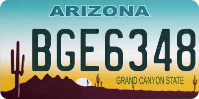 AZ license plate BGE6348