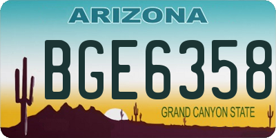 AZ license plate BGE6358