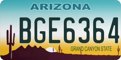 AZ license plate BGE6364