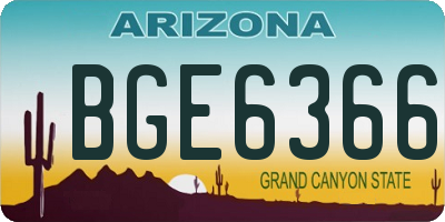 AZ license plate BGE6366