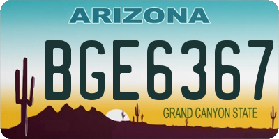 AZ license plate BGE6367