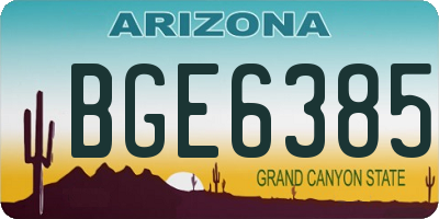 AZ license plate BGE6385