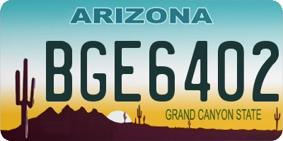 AZ license plate BGE6402