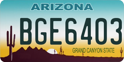 AZ license plate BGE6403