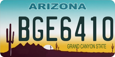 AZ license plate BGE6410