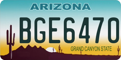 AZ license plate BGE6470
