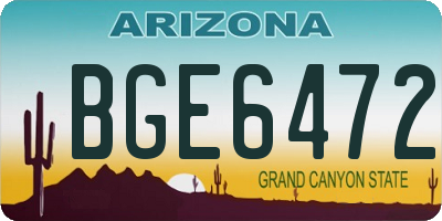 AZ license plate BGE6472