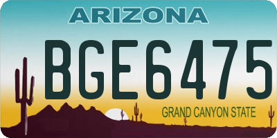 AZ license plate BGE6475