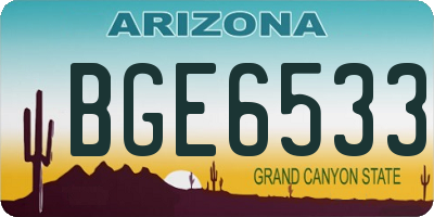 AZ license plate BGE6533