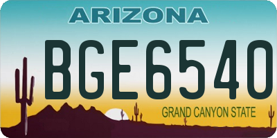 AZ license plate BGE6540