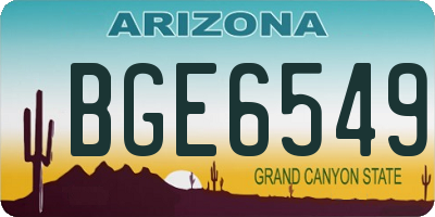 AZ license plate BGE6549