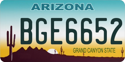AZ license plate BGE6652